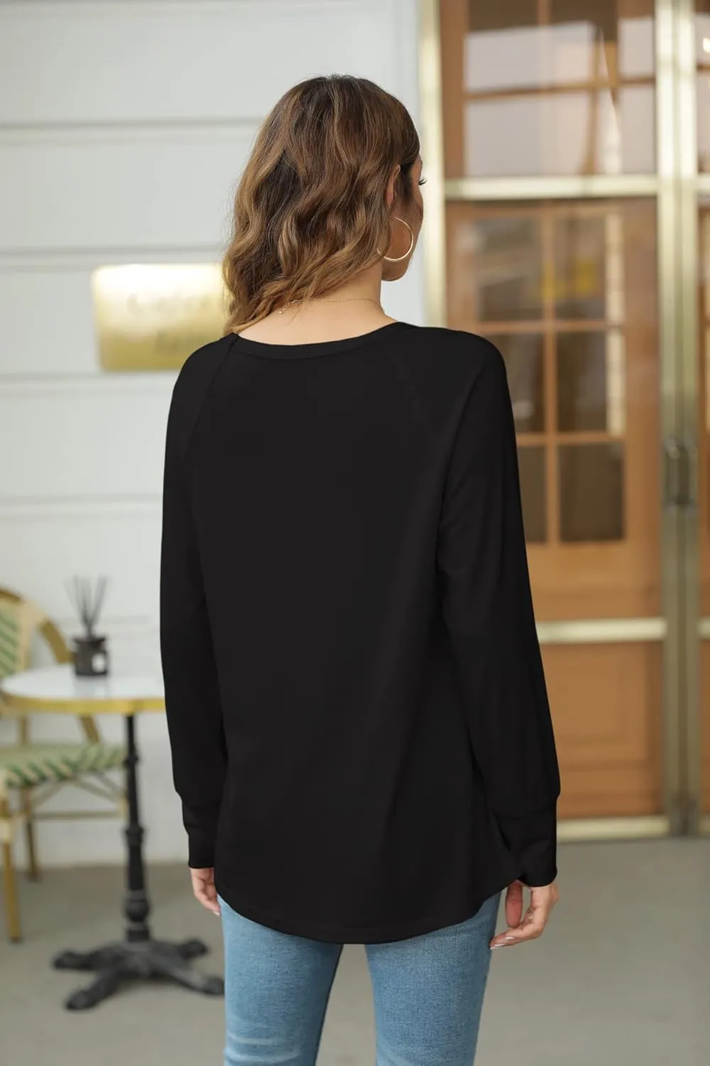 Yiantede Womens Tunic Tops Long Sleeve Round Neck Soft Loose Long Blouse Shirts Side Split Casual T Shirt Pink