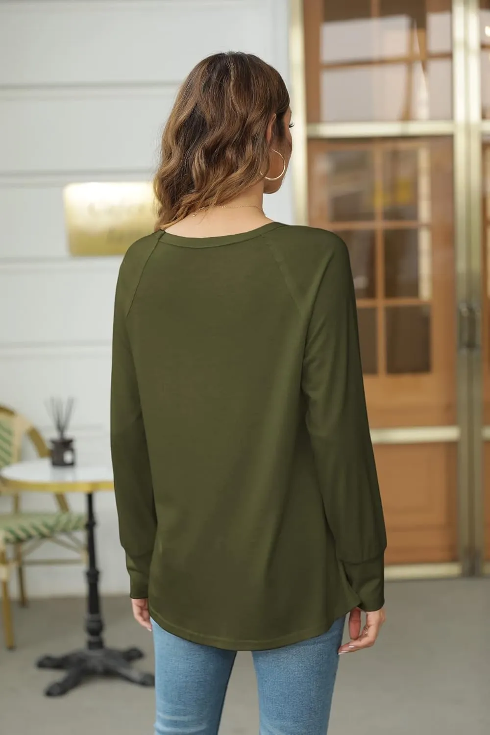 Yiantede Womens Tunic Tops Long Sleeve Round Neck Soft Loose Long Blouse Shirts Side Split Casual T Shirt Pink