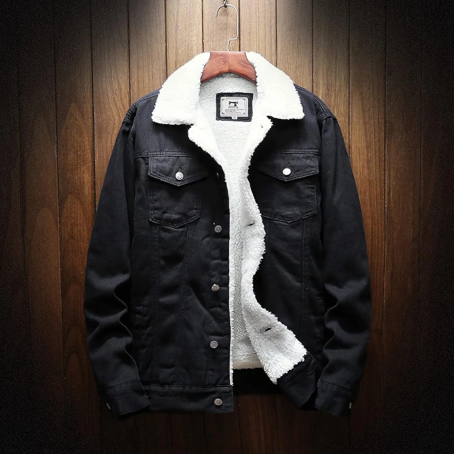 Ymosrh Mens Jackets Men's Winter Lined Denim Jacket Windbreaker Trucker Wool Coats