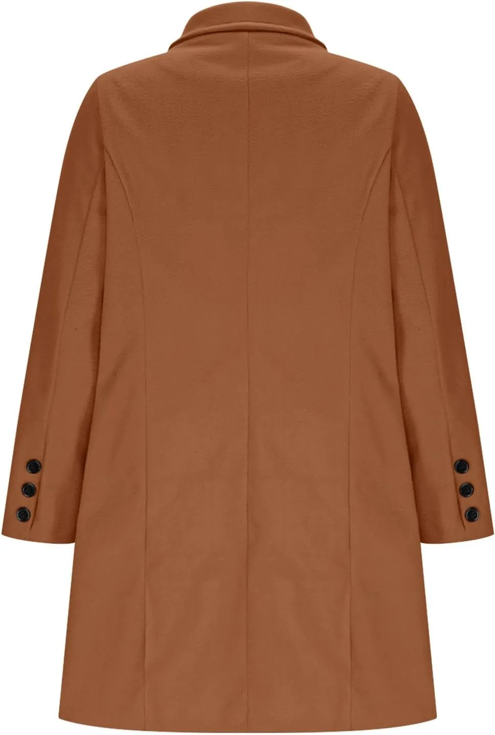 YRAETENM Women's Winter Wool Coats Elegant Notched Lapel Double Breasted Pea Coats Classic Mid-Length Trench Coats Jackets
